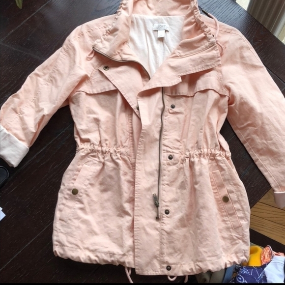Loft Soft Peach Pink Anorak Utility Jacket Women's Medium M Drawstring Toggle - Picture 3 of 12
